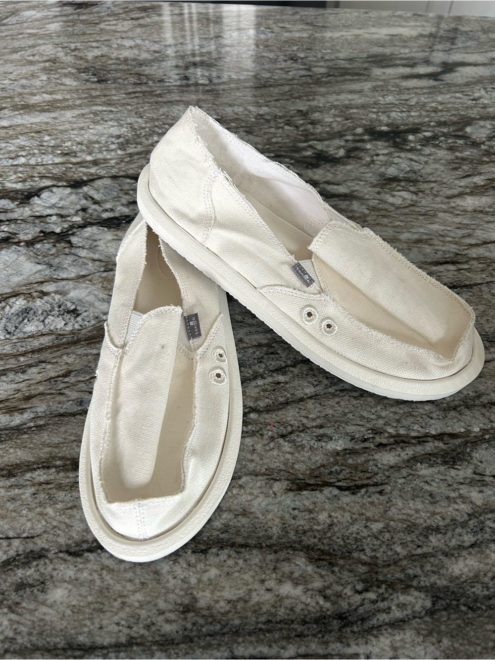 Sanuk Women's Off-White Canvas Slip-On Loafers